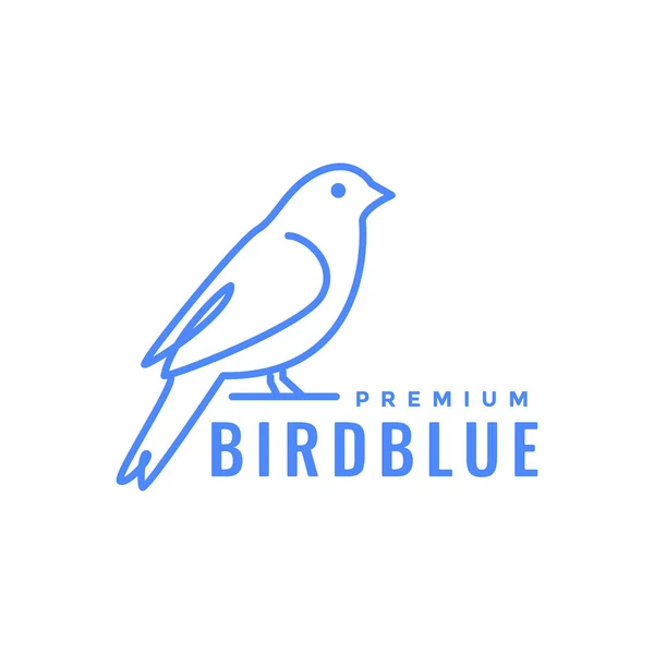 Pequena Linha Beleza Pássaro Azul Vetor Design Logotipo Mínimo —  Vetores de Stock
