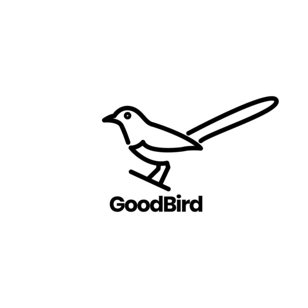 Schönheit Vogel Gehockt Elster Linie Kunst Modern Einfach Logo Design — Stockvektor