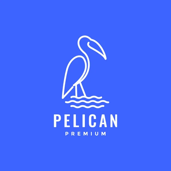 Pássaro Vida Selvagem Pelicano Olhando Peixe Lago Água Linha Mínimo —  Vetores de Stock