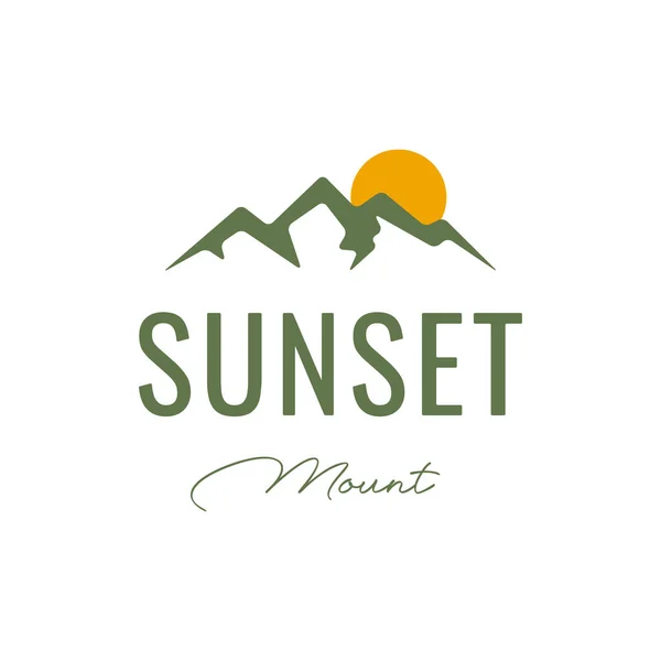 Гора Пик Высокого Холма Днем Закат Солнца Простой Вектор Логотипа — стоковый вектор