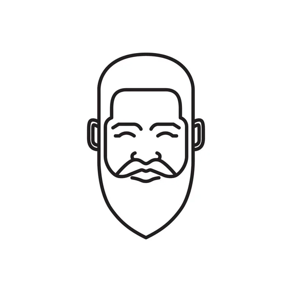 Лицо Старик Бородатая Голова Мода Прическа Холодная Линия Минимальный Округлый — стоковый вектор
