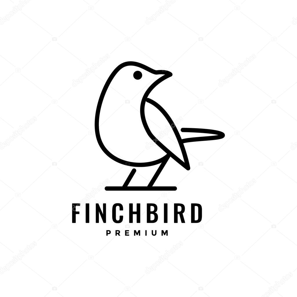 Animal bird finch minimal line art simple modern logo design vector