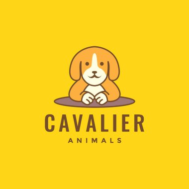 Hayvan evcil hayvan köpeği Cavalier King Charles Spaniel maskot şirin logo tasarım vektörü