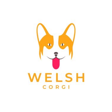 Hayvan evcil hayvanları köpek kafası Galsh corgi maskotu modern logo tasarım vektörü