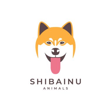 Hayvan evcil hayvanları köpek shiba inu baş maskotu renkli logo tasarım vektörü