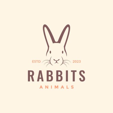 Hayvan evcil tavşanı tavşan tavşan uzun kulak basit hippi maskot logosu tasarım vektörü
