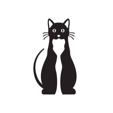 Kara kedi havalı evcil hayvanlara sahip modern maskot logo vektör ikonu resimlemesi