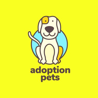 Köpek evcil hayvanları bekleyen renkli modern maskot çizgi filmi şirin logo vektör ikonu çizimi