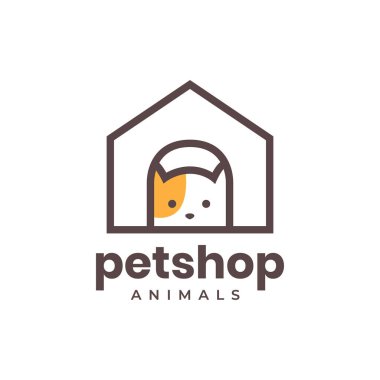 kedi ya da köpek evcil hayvan evcil hayvan dükkânı şirin, modern basit logo vektör ikonu resimlemesi