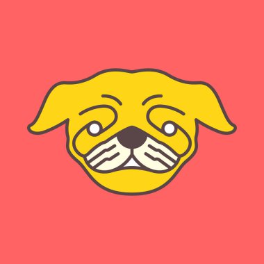 Bulldog sevimli maskot kafası modern renkli logo ikonu çizimi