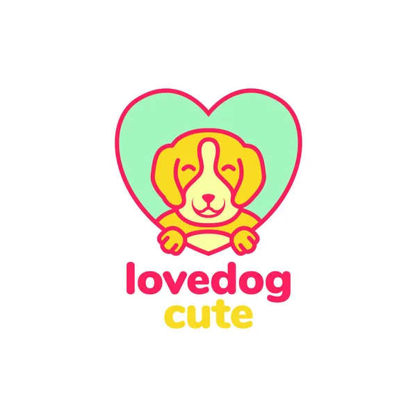 Animal Pets Dog Brittany Puppy Mascot Love Heart Colorful Logo — Stock Vector