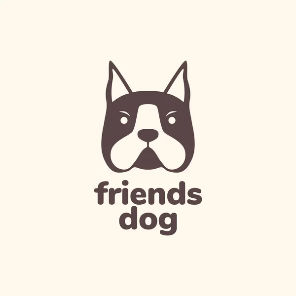 Ζώα Συντροφιάς Σκύλος Boston Terrier Vintage Απλό Λογότυπο Σχεδιασμό Διάνυσμα — Διανυσματικό Αρχείο