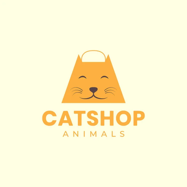 Hayvan Evcil Hayvanları Hayvan Dükkanından Alışveriş Çantası Maskot Logosu Tasarım — Stok Vektör