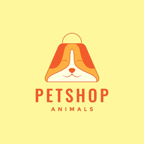 Hayvan Evcil Hayvan Dükkânı Alışveriş Çantası Çizgi Film Maskot Logosu — Stok Vektör