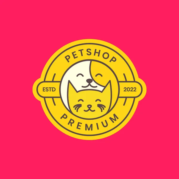 動物ペット子犬子猫ペットショップバッジ現代的なカラフルなロゴデザインベクトル — ストックベクタ