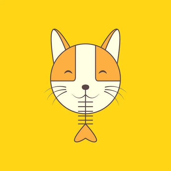 Animaux Animaux Chat Chaton Manger Poisson Géométrique Mascotte Logo Vecteur — Image vectorielle