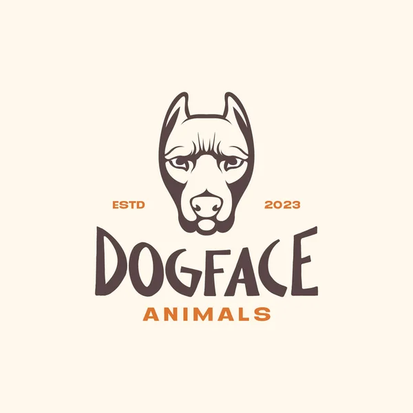 Animal Animais Estimação Cão Americano Pit Bull Terrier Cabeça Vintage — Vetor de Stock