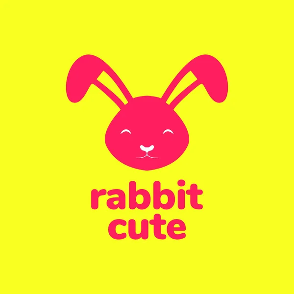 Тваринні Домашні Тварини Кролик Милий Талісман Простий Логотип Посмішки Вектор — стоковий вектор