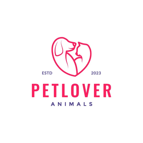 stock vector animal pets cat dog love heart care minimal logo design vector