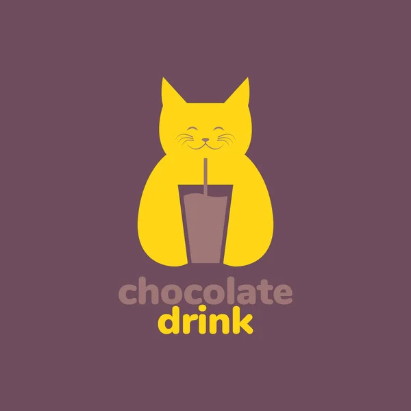 Tier Haustiere Katze Trinken Schokolade Maskottchen Modernes Logo Design Vektor — Stockvektor