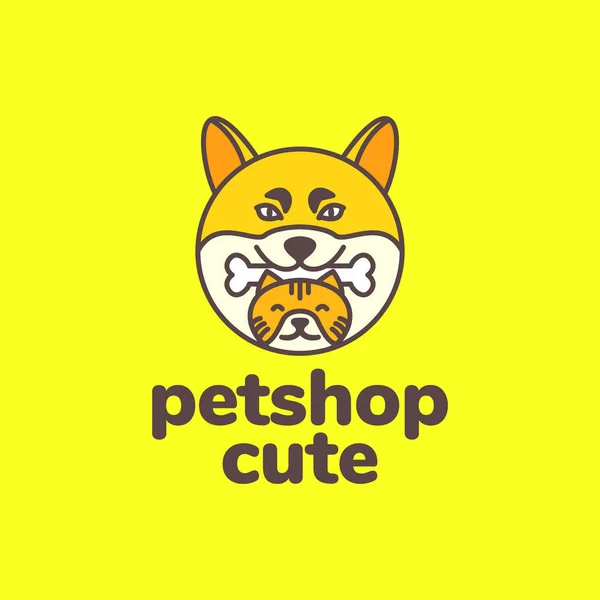 Hayvan Evcil Hayvanları Kedi Köpek Kemikleri Modern Maskot Logo Tasarım — Stok Vektör