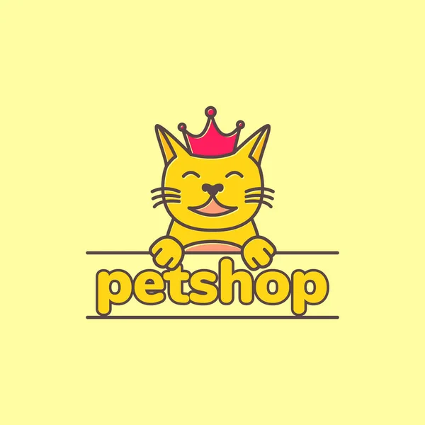 動物ペット猫冠ペットショップマスコット漫画かわいいロゴデザインベクトル — ストックベクタ