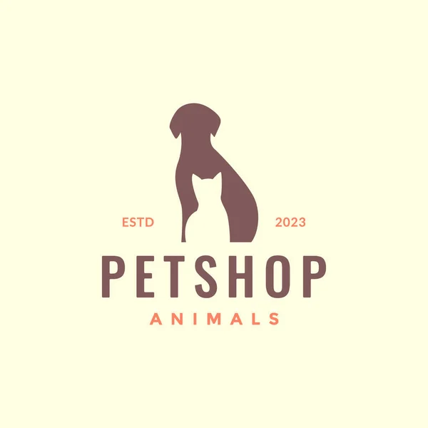 Hayvan Evcil Hayvanları Köpek Kedi Arkadaş Maskotu Klasik Hipster Logo — Stok Vektör