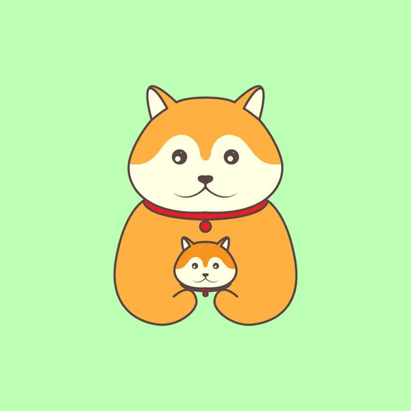 Animal Animaux Chien Akita Inu Famille Mascotte Mignon Dessin Animé — Image vectorielle