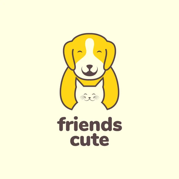 Ζώα Συντροφιάς Σκύλος Beagle Και Γάτα Φίλο Μασκότ Χαριτωμένο Λογότυπο — Διανυσματικό Αρχείο