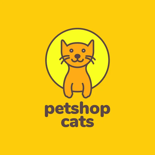 オレンジ色の猫の子猫かわいい夕日マスコットの漫画のロゴのアイコンベクトルイラスト — ストックベクタ