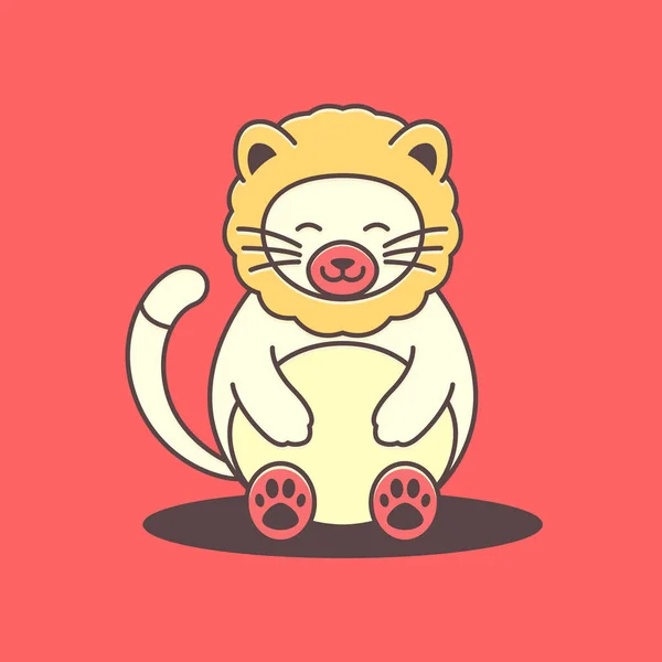 Lion Ourson Bête Savane Graisse Mignon Mascotte Dessin Animé Logo — Image vectorielle