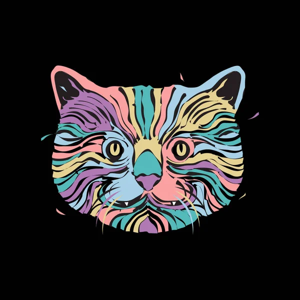 Gato Arte Colorido Abstrato Animais Cabeça Moderna Mascote Logotipo Vetor — Vetor de Stock