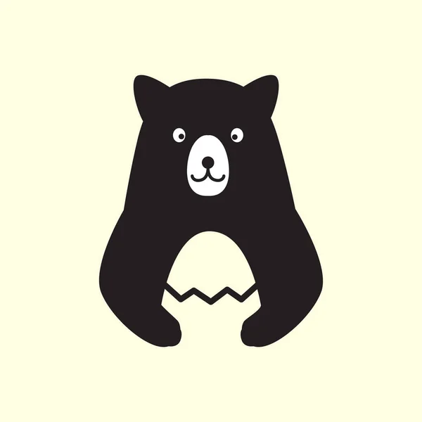 Мед Медведь Милый Яйцом Максо Мультфильм Современный Минимальный Логотип Иконки — стоковый вектор