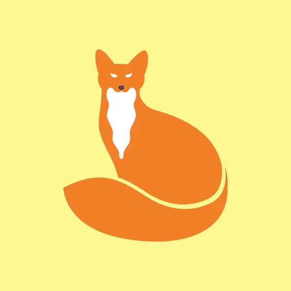 Длинные Хвосты Лиса Оранжевый Талисман Современный Простой Логотип Иконка Вектор — стоковый вектор