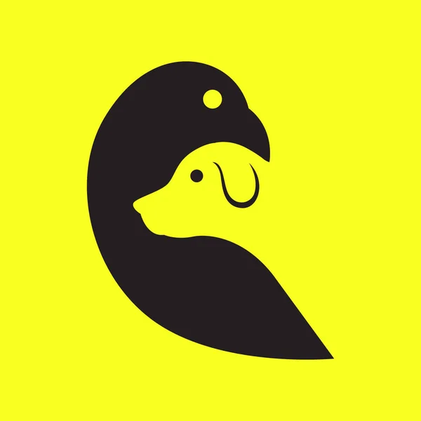 Adler Vogel Und Hund Haustiere Modern Minimal Maskottchen Logo Symbol — Stockvektor
