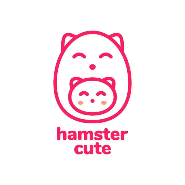 Hamster Kleine Haustiere Niedlich Einfache Linien Minimal Maskottchen Cartoon Logo — Stockvektor