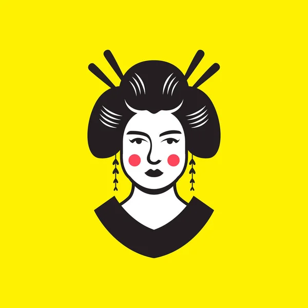Beleza Mulheres Japonês Cultura Tradicional Reino Mascote Velho Logotipo Vetor —  Vetores de Stock
