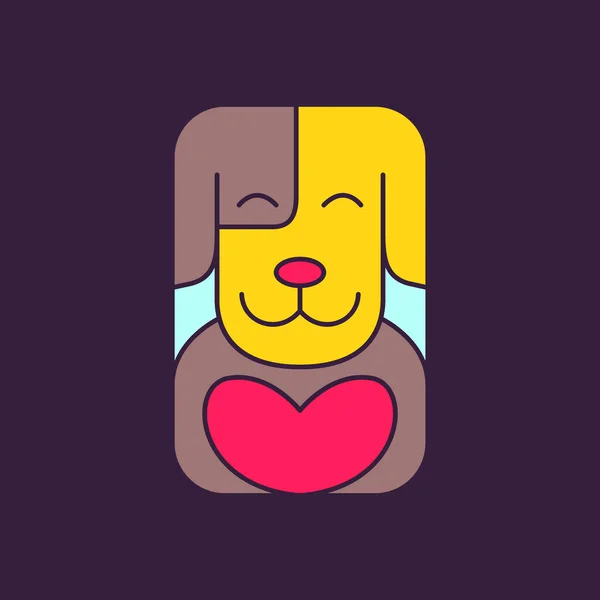 犬ペット恋人ハートケアカラフルな抽象的なマスコット漫画笑顔かわいい現代のロゴベクトルアイコンイラスト — ストックベクタ