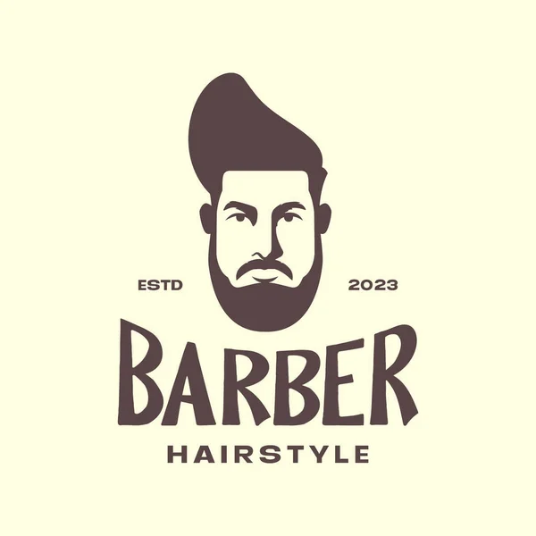 Homem Cabelo Tufo Penteado Barbearia Vintage Mascote Logotipo Ícone Vetor — Vetor de Stock