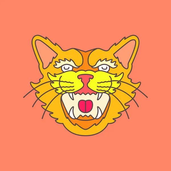 Tigre Rugissant Ancienne Bête Faune Jungle Coloré Mascotte Logo Vectoriel — Image vectorielle