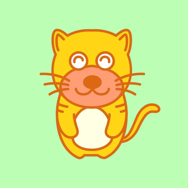 Tigre Filhote Bonito Pequeno Animal Cartoon Mascote Sorriso Feliz Colorido — Vetor de Stock