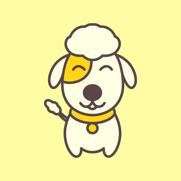 Pudel Welpe Hund Haustiere Cartoon Maskottchen Niedlich Lächeln Glücklich Bunt — Stockvektor