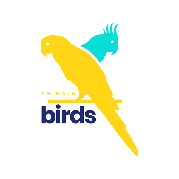 Schönheit Papagei Und Kakadu Vogel Bunt Abstrakt Moderne Maskottchen Logo — Stockvektor