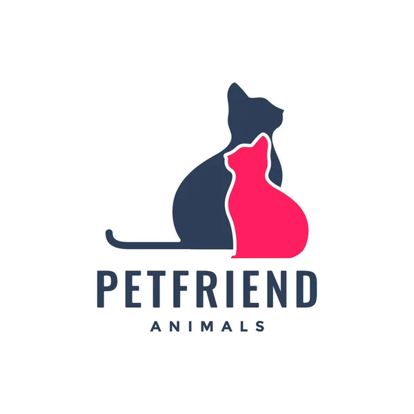 Γάτα Κατοικίδια Ζώα Φίλους Γενεαλογία Πολύχρωμο Αφηρημένη Απλό Λογότυπο Μασκότ — Διανυσματικό Αρχείο