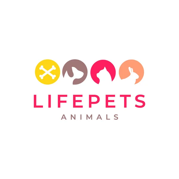 Animales Mascotas Gato Perro Conejo Huesos Colorido Moderno Círculo Logotipo Ilustraciones De Stock Sin Royalties Gratis