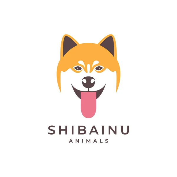 Dier Huisdieren Hond Shiba Inu Hoofd Mascotte Kleurrijke Logo Ontwerp Stockillustratie
