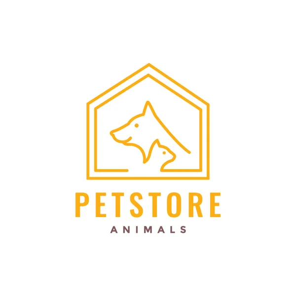 Gato Perro Casa Casa Jaula Tienda Mascotas Línea Arte Mínimo Vectores De Stock Sin Royalties Gratis
