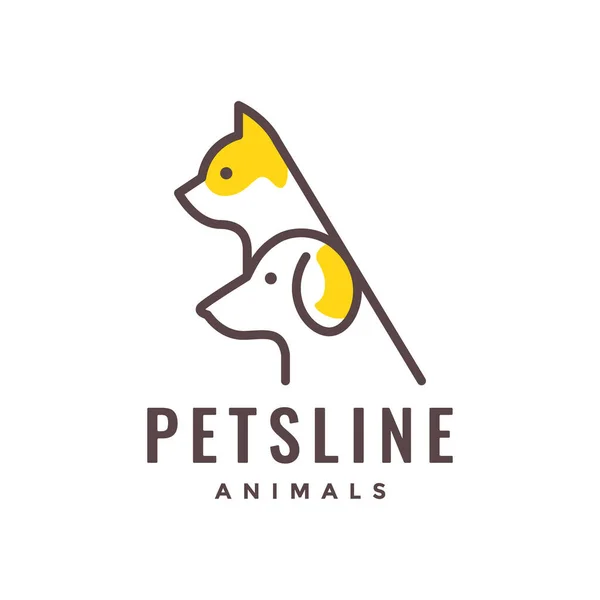 犬のペットの品種血統ラインアート抽象的なカラフルな現代の最小マスコットのロゴベクトルアイコンイラスト ロイヤリティフリーストックベクター