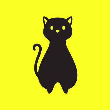 Kara kedi basit duruş minimal modern sevimli maskot logo vektör ikonu illüstrasyonu