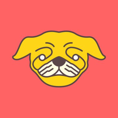 Bulldog sevimli maskot kafası modern renkli logo ikonu çizimi